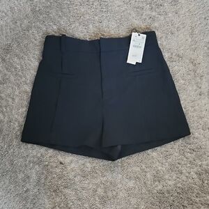 NWT Zara Black High-Waist Tailored Shorts Size XL